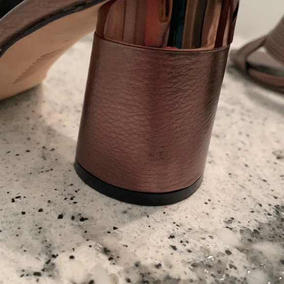 Paige Jone Bronze High Heel Slide Sandals Size 7.5 - Picture 7 of 8